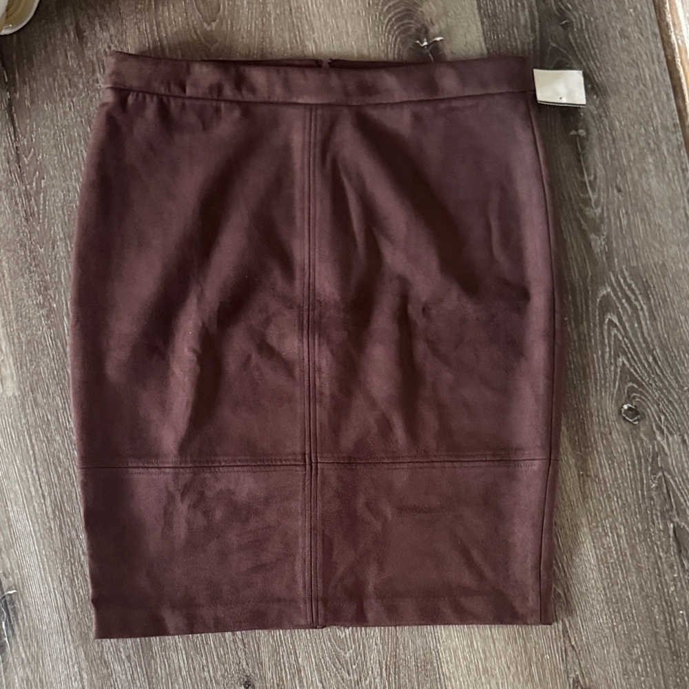 Joan Vass Brown Women's Faux Leather Skirt